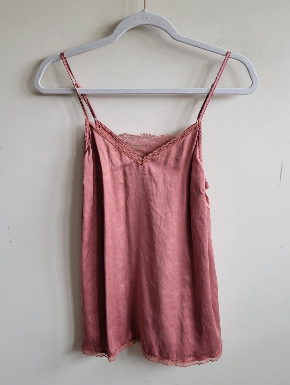 Anthropologie Silk Lace Cami In Terracotta